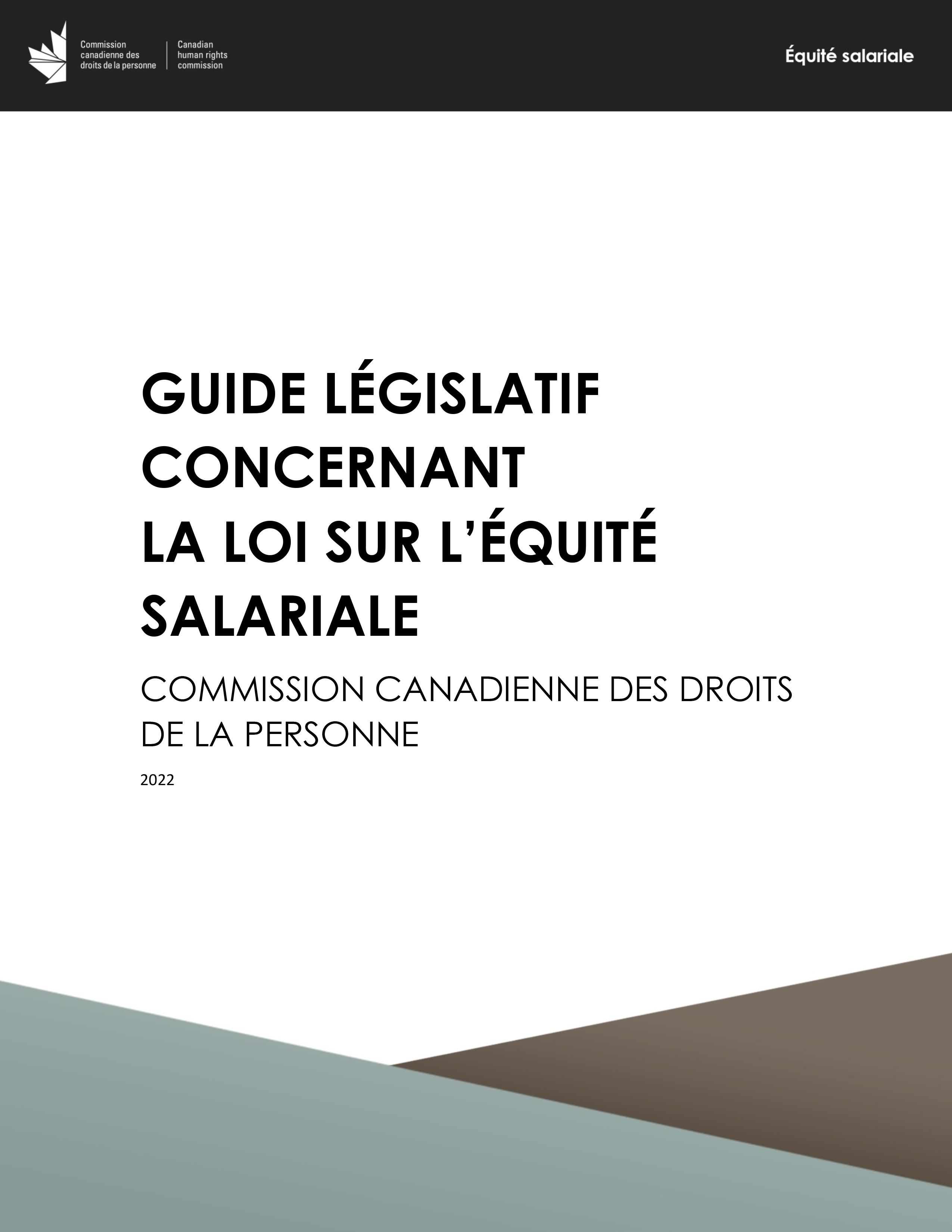 Guide législatif concernant la Loi sur l'équité salariale